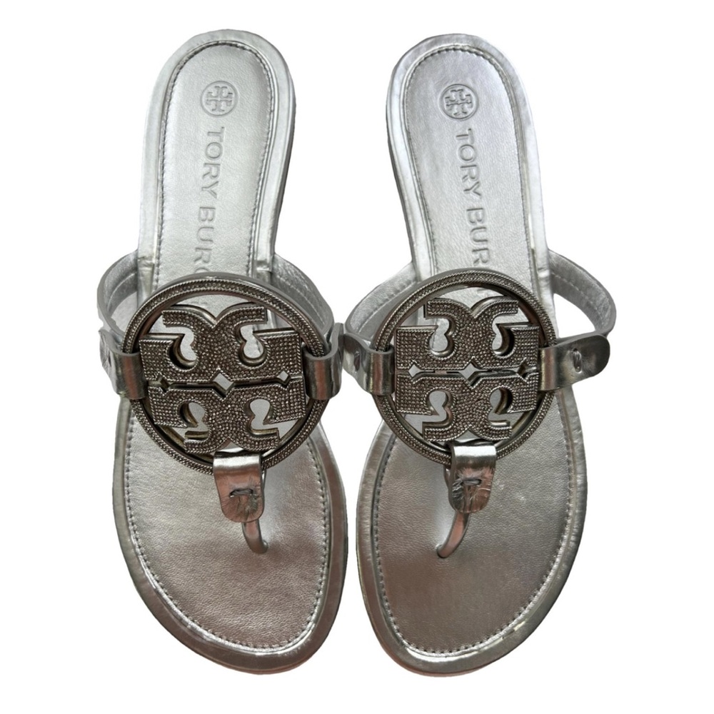Tory Burch Miller Pave Medallion Thong Sandals Women’s Size 9 New